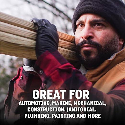 Venom Steel Industrial Nitrile Gloves, Chemical Resistant Disposable Black Gloves, Latex-Free, Powder-Free, Textured Grip, Heavy Duty Two-Layer Protection, 6 mil, One Size Fits Most, 50 Count