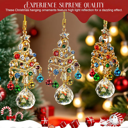 H&D HYALINE & DORA Set of 6 Christmas Tree Suncatchers Set Rhinestone Tree Shape with Hanging Crystal for Xmas Birthday New Year