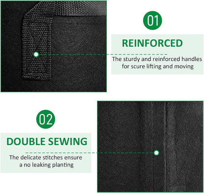 24-Pack 10 Gallon Thickened Non-Woven Grow Bags, Aeration Fabric Pots with Handles