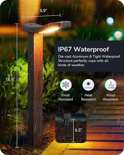 EDISHINE Smart Halloween Landscape Path Lights, RGBW 350LM Plug in LED Pathway Lights, APP Control, Compatible with Alexa & Google, Music Sync, Waterproof Aluminum Outdoor Landscape Lighting for Yard