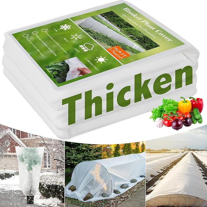 Winter Cloth Plant Protection Covers 10 FT x 20 FT Reusable Cold Weather White Plant Covers Outdoor - Outdoor Frost Cloth for Seasonal Delay