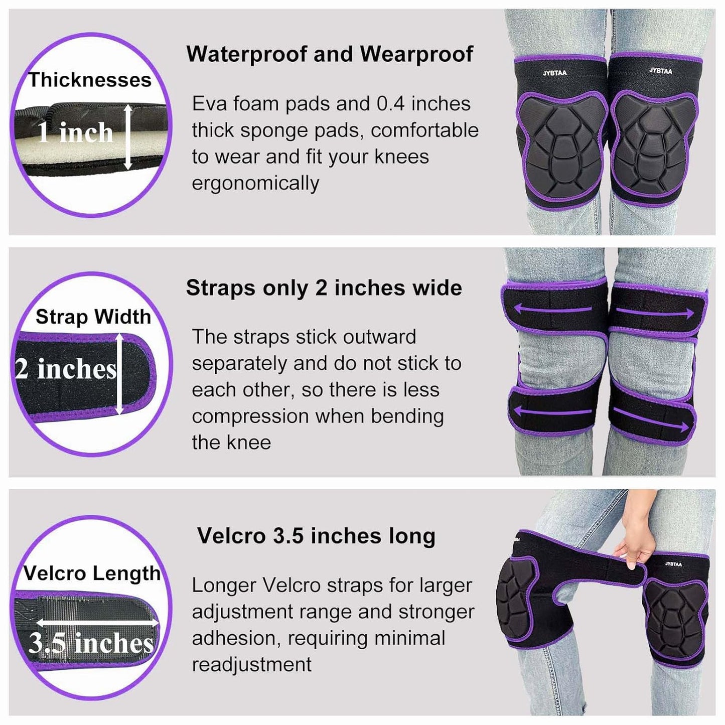 Gardening Knee Pads for Women Work, Adjustable Flooring Knee Pad for Men Construction, Cleaning Knee Protector with Thick Padded Knee Cushion for Roofing Tiling Repairing Housekeeping, Purple XL (1 Pair)