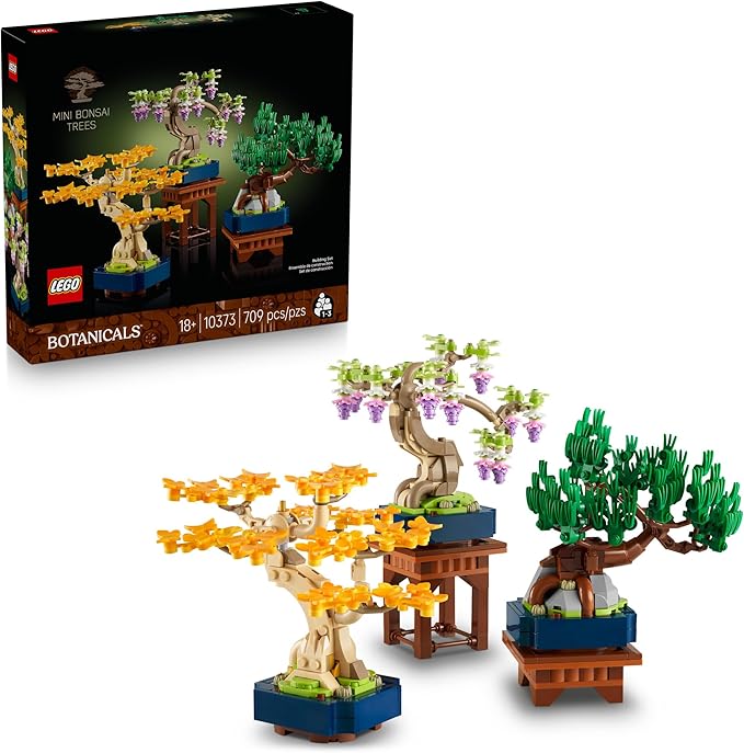 LEGO Botanicals Mini Bonsai Trees Building Set - Artificial Bonsai Tree Building Blocks for Adults, Ages 18+ - DIY Home and Office Decor for Men and Women - Gift for Christmas - 10373