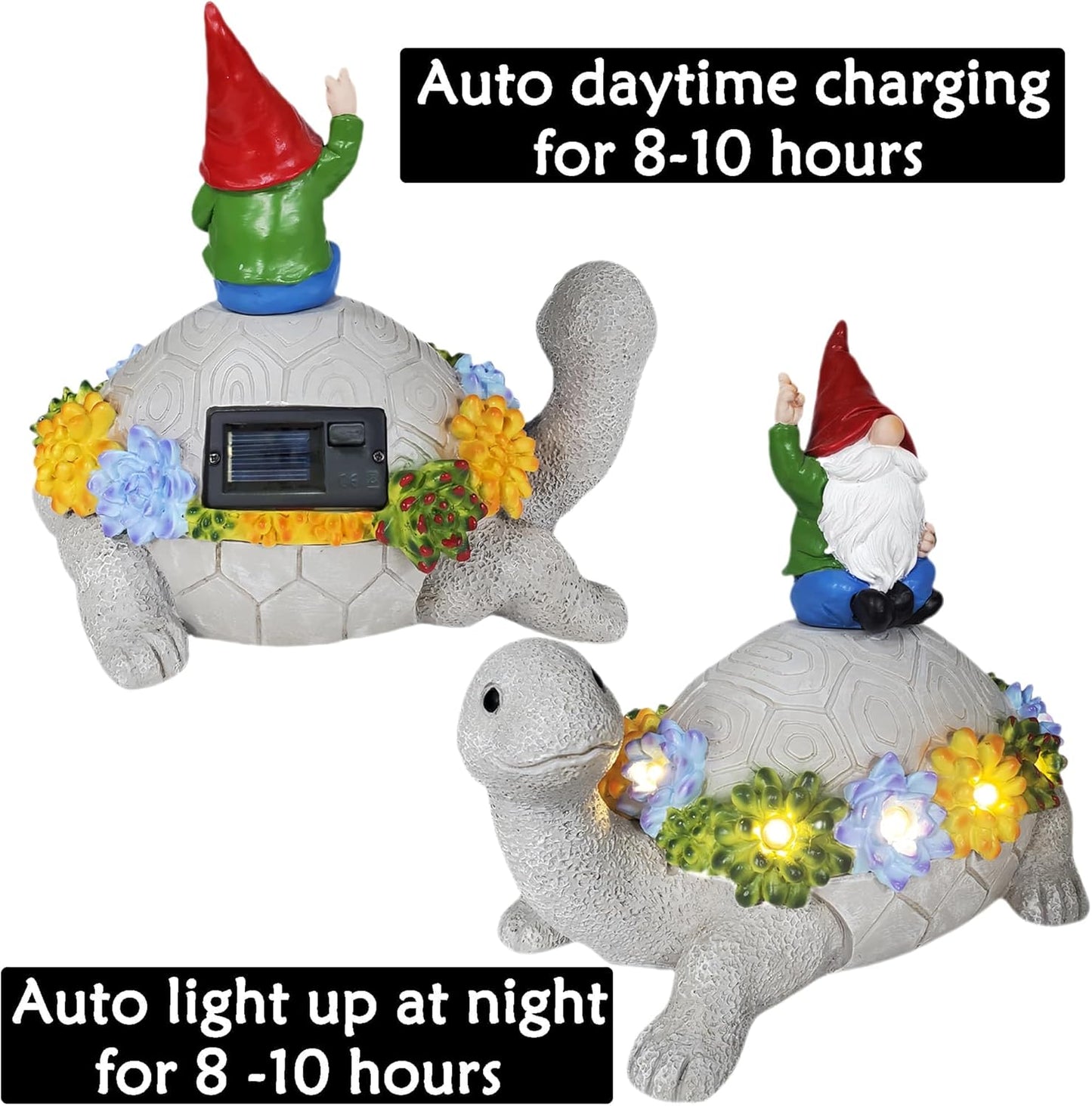 Gnome Hide a Key Outside Turtle Garden Decor Outdoor Key Hider Statues Funny Decorations for Yard Patio Lawn Solar Figurine with Light Ornaments Housewarming for Women Mom Grandma