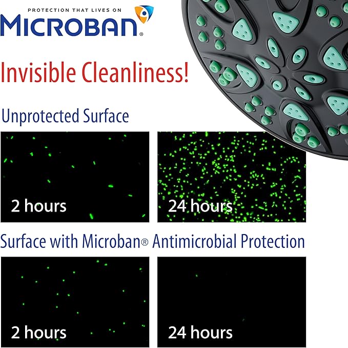 AquaDance Antimicrobial – Anti-Clog High-Pressure 6-Setting Hand Shower with Microban Nozzle Protection from Growth of Mold, Mildew & Bacteria for Stronger Shower! 3 Jet Color Choices – 4" Coral Green