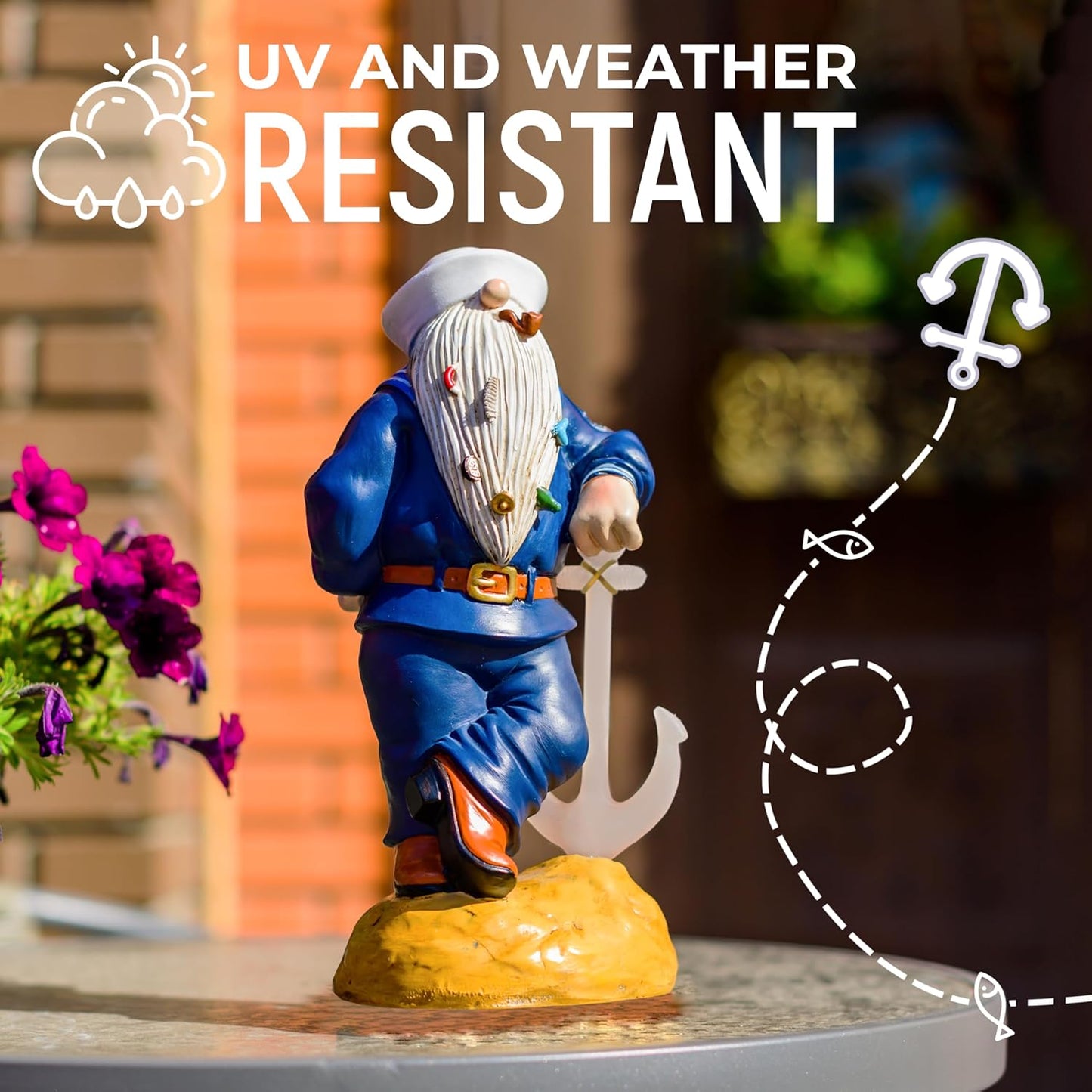 Navy Gnome 11.43" x 5.5", Funny Garden Gnomes, Gnomes Decorations for Yard, Patriotic Garden Decor, Navy Gifts, Army Gnome