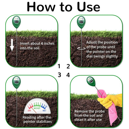 Suplong Soil Moisture Meter for Plants - Indoor/Outdoor Plant Water Meter, No Batteries, Accurate Soil Tester for Garden, Farm, Cactus & Succulents (Green)