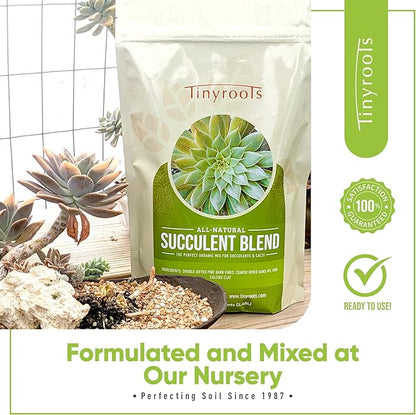 Succulent and Cactus Soil Mix – Fast-Draining 2.25 Qt Indoor/Outdoor Blend with River Sand, Double-Sifted Bark & Calcined Clay, Root Rot Resistant, Greenhouse-Grade Quality