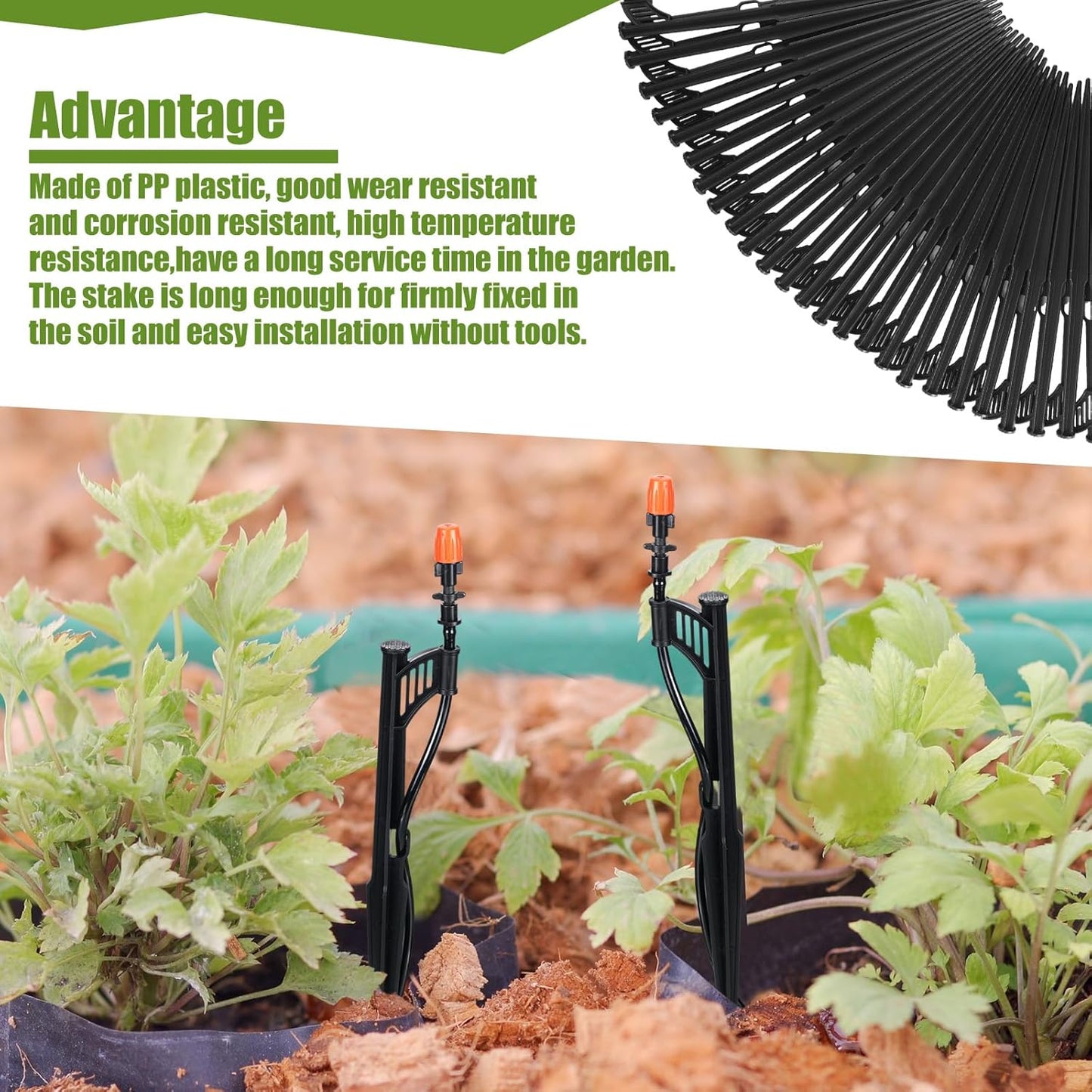 25 Pcs 12.8" Irrigation Drip Support Stakes 1/4 Inch Tubing Hose Holder Adjustable Riser Drip Lines Ground Stakes for Micro Sprinkler Gardens Irrigation Supplies