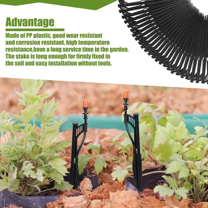 50 Pcs 12.8" Irrigation Drip Support Stakes 1/4 Inch Tubing Hose Holder Adjustable Riser Drip Lines Ground Stakes for Micro Sprinkler Gardens Irrigation Supplies