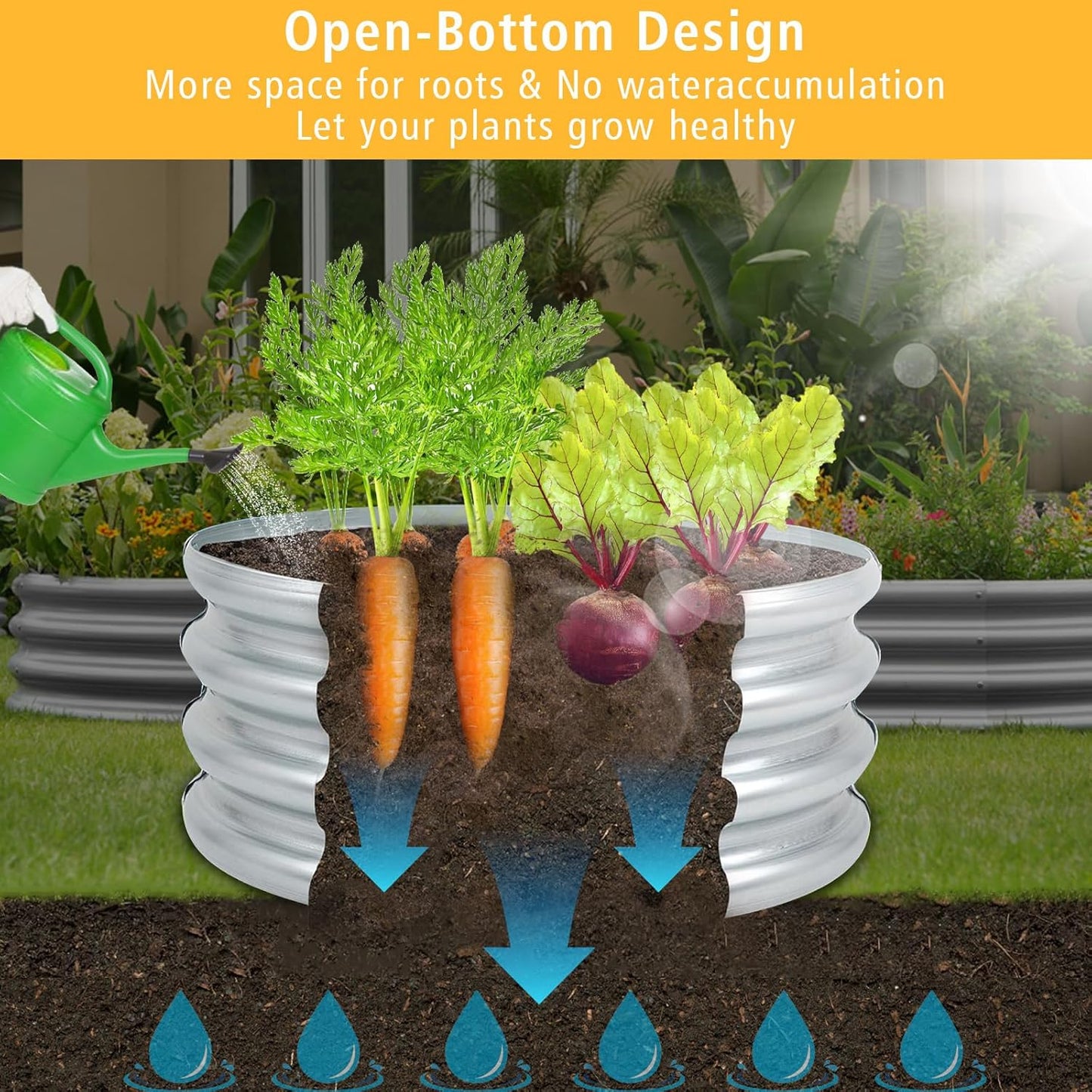 Garden Galvanized Raised Garden Bed Kit - Metal Planter Boxes for Vegetables/Herbs/Flowers, Heavy-Duty Steel Outdoor Garden Box with Reinforced Edges(4X4X1FT)