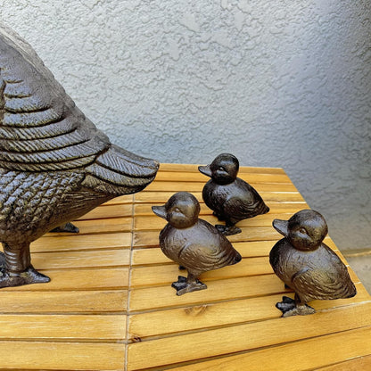 Rust Brown Cast Iron Duck Figurine (3.6" Tall) - Single Piece Vintage Style Decorative Ornament for Home, Garden, Shelf Decor HC6905