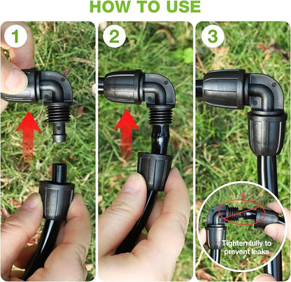 Bonviee 6 Pack 5/16” Drip Irrigation Elbow Connectors, 90° Barbed Lock Fittings for 5/16 Inch Tubing, Leak-Proof Corner Connector for Garden Hose Layout, Irrigation System Repair and Setup