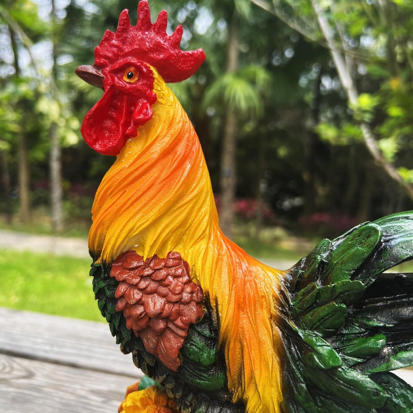 Rooster Garden Statue Decorations, Chicken Farm Animals Decoration, Yard Chicken Sculpture for Backyard Patio Kitchen Decor & Lawn Ornaments