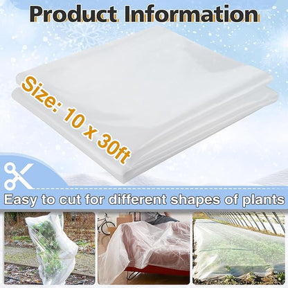 Alphatool Greenhouse Cover Plastic Sheeting - 10 x 30 ft Plant Covers Freeze Protection, Frost Cloths for Outdoor Plants, Clear Floating Row Cover for Outdoors Garden Plants Vegetables Crops