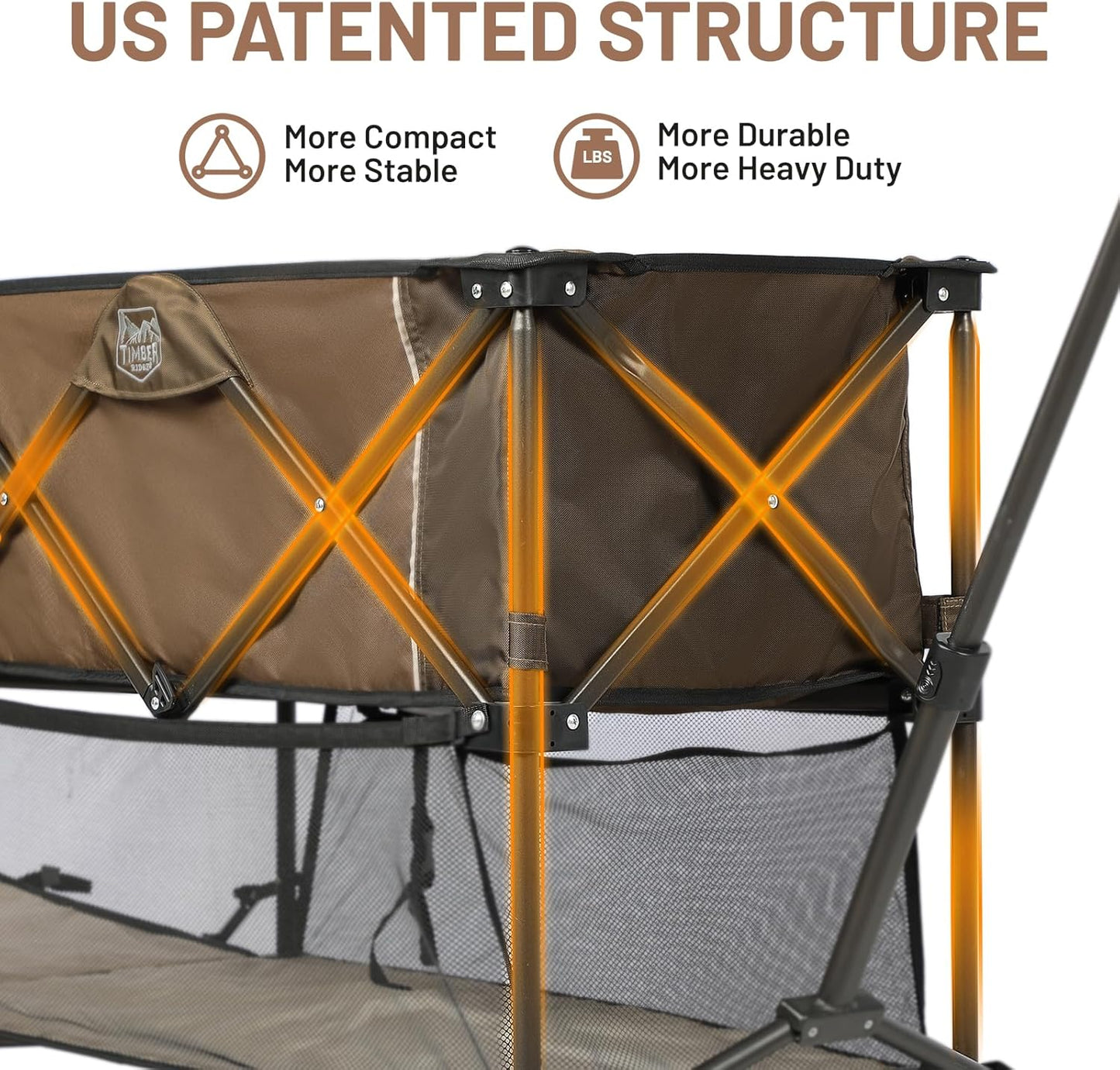 TIMBER RIDGE 400L Large Capacity Folding Double Decker Wagon with Brakes, 54" Extra Long Extender Wagon Cart, 450lbs Heavy Duty Collapsible Cart, All-Terrain Big Wheels for Camping, Sports, Shopping