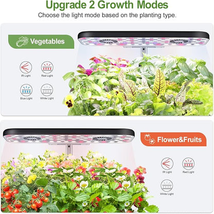 17-Pods Hydroponic Growing System with Dual Fans 24W Full-Spectrum Grow Light & Smart Control Panel for Indoor Gardening for Vegetables Herbs
