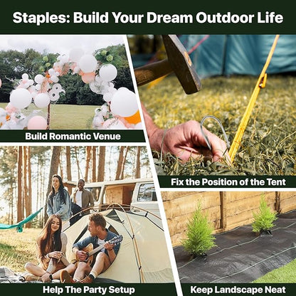 U Shaped Landscape Garden Staples 4 Inch 200 Pack Updated 11Gauge Irrigation Stakes Galvanized Garden Stakes Fabric Pins for Soaker Hose Drip Line Tubing Yard Lawn Staples for Outdoor Decorations