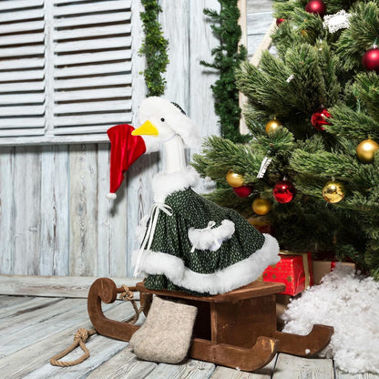 Suzile Winter Christmas Goose Outfit Dresses Clothes for 23" High Cement or Plastic Porch Goose Costume for Yard Lawn Outdoor Garden Patio Statue Xmas Santa Holiday Decor