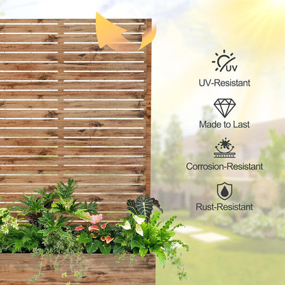 Raised Garden Bed with Trellis and Wheels,73"x47"x16" Metal Raised Garden Bed,Brown Wood Finish Metal Planter with Climbing Trellis for Vines & Vegetables