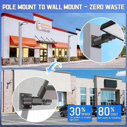 Wall Mount Tenon Bracket for Slip Fit Parking lot Lights (2 3/8inch), 4in Straight Mounting Arm Square Base for Shoebox Street Floodlight Pole Light Solid Rustproof