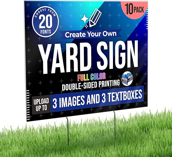 24x18" Double Sided Custom Yard Sign with Metal Stakes, Personalized Full Color Corrugated Yard Sign for Outdoors, Front and Back Custom Printed Personalized Lawn Signs (Design 4)