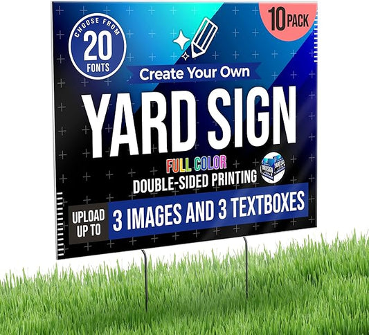 24x18" Double Sided Custom Yard Sign with Metal Stakes, Personalized Full Color Corrugated Yard Sign for Outdoors, Front and Back Custom Printed Personalized Lawn Signs (Design 4)