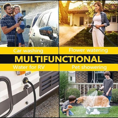 50 ft Garden Hose Expandable Hose-2025 Upgraded Flexible Water Hose, Car Wash Hose with Extra-Strong Brass Connectors,Superior Strength-4-Layers Latex-Leakproof Expanding Pipes for Yard,Outdoor