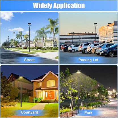 60W LED Post Top Light with Photocell, 80W 60W 48W Adjustable, 8400LM Adjustable CCT 3000/4000/5000K Outdoor Pole Lights, IP65 Waterproof Commercial LED Post Light Fixture Area Light ETL DLC Listed