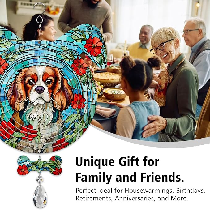 Cavalier King Dog Ears Wind Spinner, Cavalier King Wind Spinner Hanging for Yard and Garden