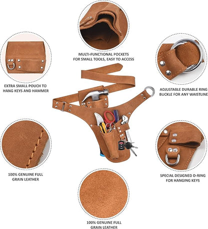 Leather Garden Tool Belt for Men Women | Gardening Tool Pouch | Gardener Apron | Holster Pouch | Tool Belt Bag Organizers | Florist Belt, Electrician, Carpenter, Framer, Landscaper