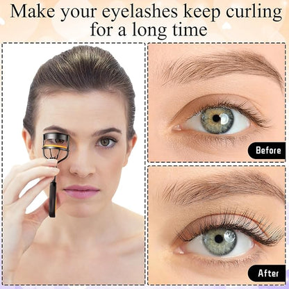 Bencailor 17 Pcs Eyelash Curlers Kit Lash Curler Eyelash Comb Seperator Extension Tweezers Eyebrow Brush Scissors False Eyelashes Applicator Eyebrow Trimmer Silicone Refills Pads for Women (Orange)