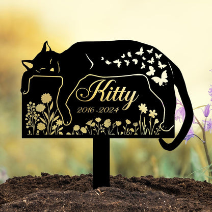 Personalized Cat Grave Marker – Custom Outdoor Pet Memorial Stone with Name and Years, Cat Headstones for Backyard or Pet Cemetery, Pets Grave Markers