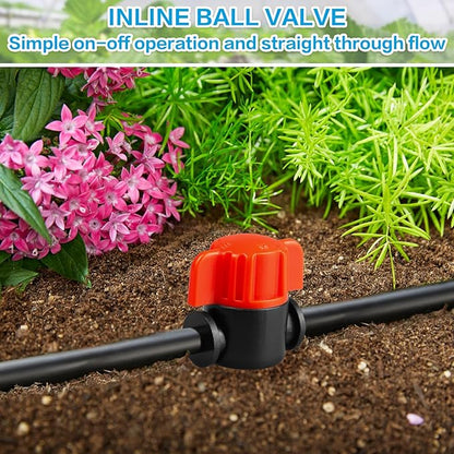 1/4" Drip Irrigation Valve：50 Pack Drip Irrigation Shut Off Switch Valve Fits 1/4 Inch Drip Irrigation Tubing Drip Line Cut Off Valve for Garden Lawn Irrigation System