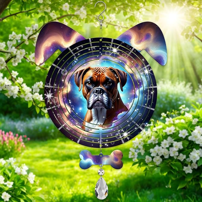 Boxer Dog Ears Wind Spinner, Boxer Wind Spinner Hanging for Yard and Garden