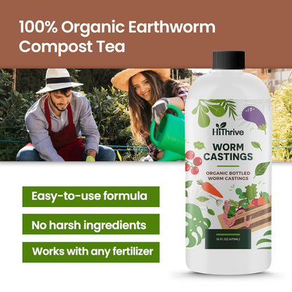 16oz Worm Castings for Plants - Makes 32 Gallons of Earthworm Castings Compost Tea, Liquid Worm Casting – Nutrient-Rich Organic Compost Worms for Healthier Soil & Vibrant Plant Growth