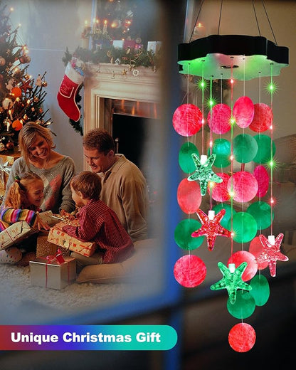 Toodour Solar Decorative Lights Outdoor, Red & Green Shells Light Gifts for Mom Grandma Women Wife Girls, Solar Wind Chimes Outside Decorative Mobile Lights for Holiday Garden Porch Yard Window Decor