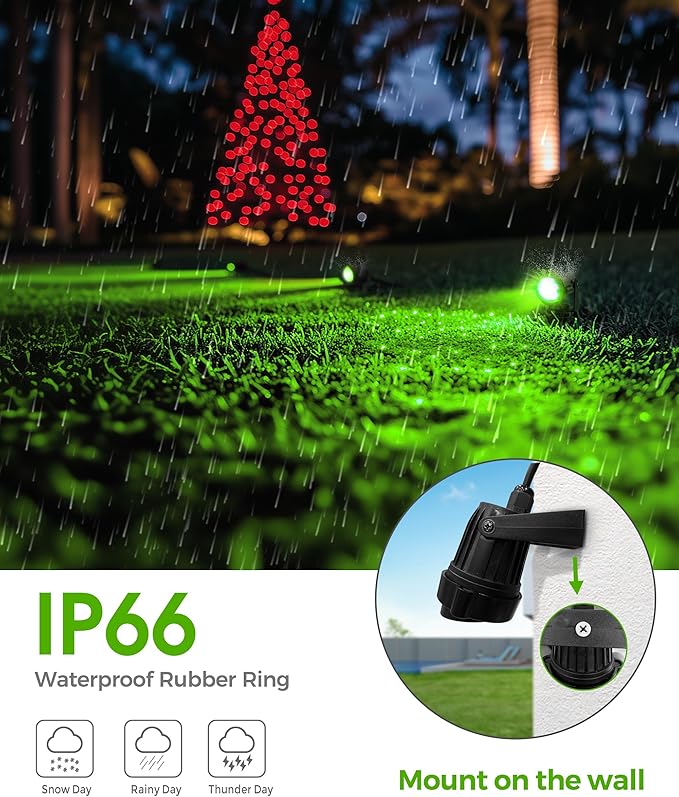 LOHAS Landscape Green Christmas Spot Lights Outdoor, 10W Dusk to Dawn Sensor LED Spotlights for Yard, IP66 Waterproof Pathway Garden Outside Lights, 9.84ft Cord, Green Lawn Decor Lamp, UL Listed,2Pack