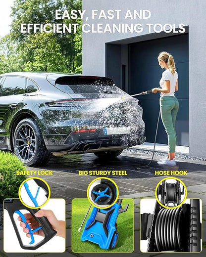 5000PSI Pressure Cleaner 4.0 GPM Adjustable Pressure,4.0 GPM Power Cleaner with Foam Cannon,4 Nozzles,33FT Hose and 500ml Soap Bottle for Home/Cars/Driveways/Patios/Fences