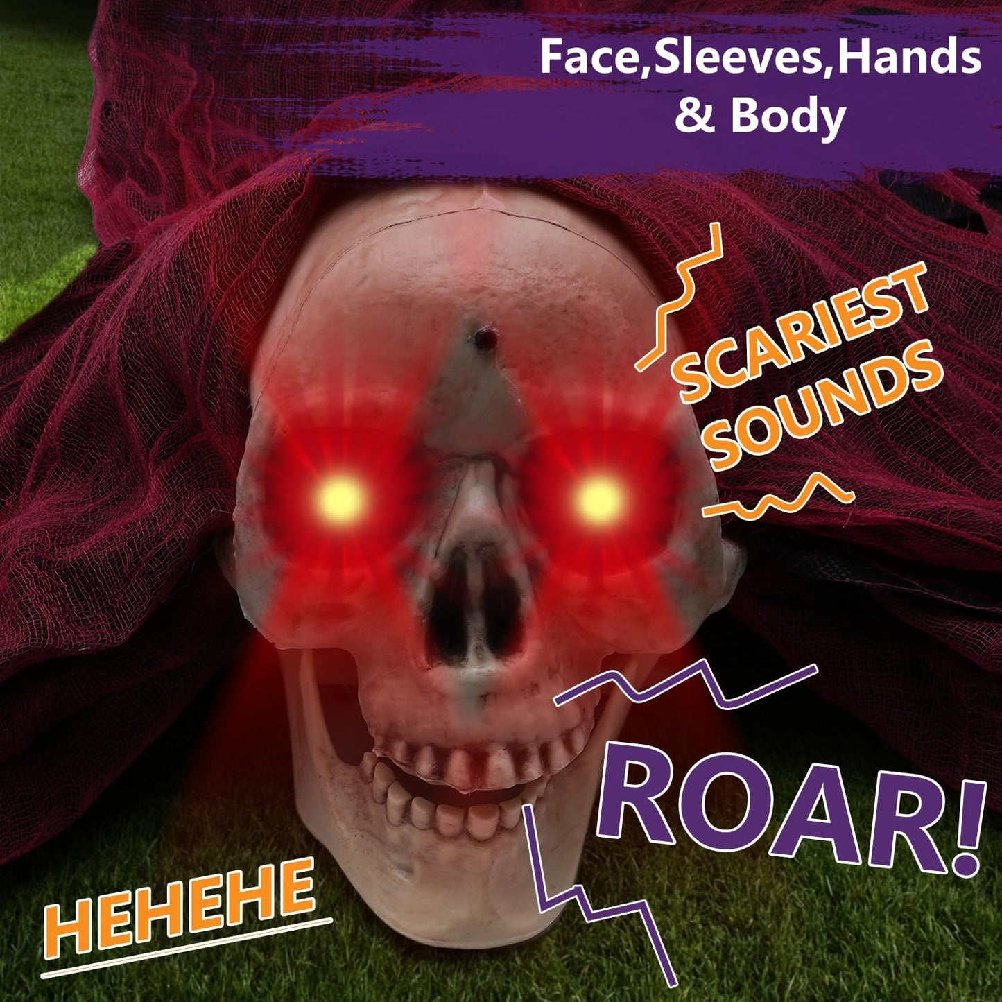 Halloween Outdoor Decor Animated Groundbreaker Zombie with Flashing Eyes and Creepy Sound for Halloween Yard,Lawn,Patio,Haunted House