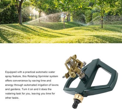Sprinklers for Yard, 360 Degree Roating Automatic Lawn Sprinkler Heavy Duty Metal Pulsating Nozzle with Metal Base for Large Area Lawn Yard Garden (Yellow)