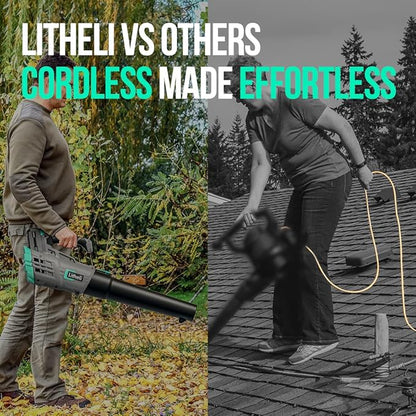 Litheli Cordless Leaf Blower 40V, Battery Leaf Blowers for Lawn Care, Lightweight Axial Blower for Blowing Leaf, Dust, Debris, with 2.0Ah Battery Included