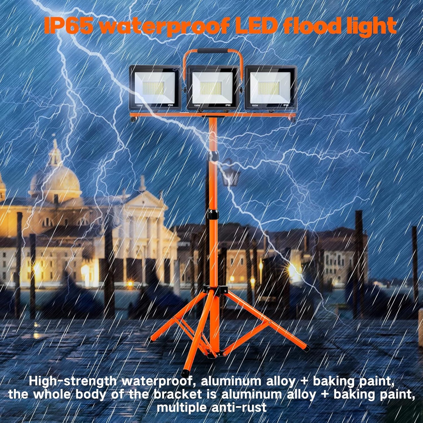 21000 Lumen Work Lights with Stand, 3 Adjustable Head LED Work Light, with Adjustable and Foldable Tripod Stand, Waterproof Lamp with Individual Switch with 6500 Kelvin Color Temperature