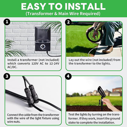 Smart Landscape Spotlights Low Voltage - RGBCW 5W LED Outdoor Uplight, 12V Landscape Spot Lights App Controlled, IP65 Waterproof Wired Aluminum, Black for Exterior House Tree Garden Yard