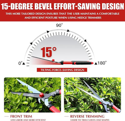 Garden Hedge Shear with Bypass Shear,Garden Hedge Trimmer with Shock Absorbing Cushion,Hedge Clipper for Trimming Border,Bush