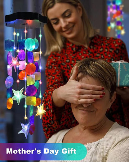 Toodour Solar Decorative Lights Outdoor, Colorful Shells Lights Gifts for Mom Grandma Women Wife Girls, Solar Wind Chimes Outside Decorative Mobile Lights for Holiday Garden Porch Yard Window Decor