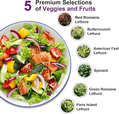 Salad Greens Seed Pod Kit for AeroGarden, idoo with Red and Green Leaf, Romaine and American Fast/Buttercrunch/Paris Island Lettuce, Spinach - Hydroponics Supplies for Most Brand (7-pod)
