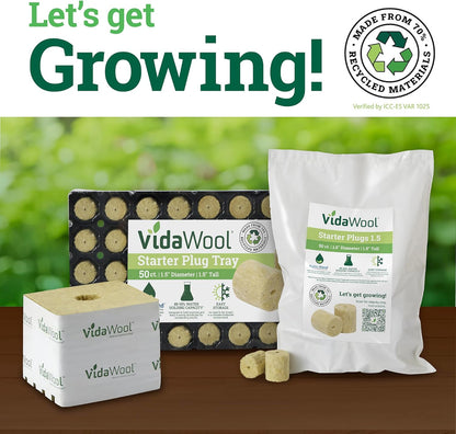 1.5" Seed Starter Plugs-Hydroponic Pods- Stone Wool-Rock Wool Cubes for Hydroponics-Plant Starter Grow Pods-Hydroponics Growing System-Garden Supplies for Plant Propagation-50 Count Bag