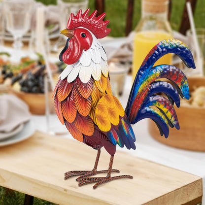 Natelf Metal Rooster Garden Statues & Sculptures, Chicken Yard Art Decor Standing Animal Lawn Ornament for Backyard Patio Kitchen Decorations
