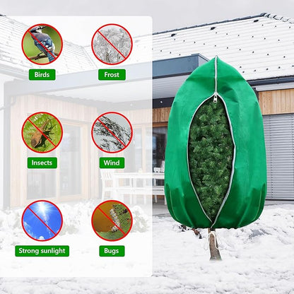 Plant Covers Freeze Protection – 4 Pack 71"x48" Extra Large Frost Blankets for Outdoor Plants, 2.8oz/yd² Heavy-Duty Tree Covers with Zipper & Drawstring – Reusable Winter Plant Freeze Cloth